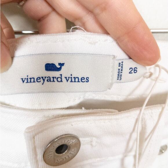 VINEYARD VINES White Denim Cutoff Short Raw Hem Stretch Mid-Rise Women's 26 - Picture 4 of 6